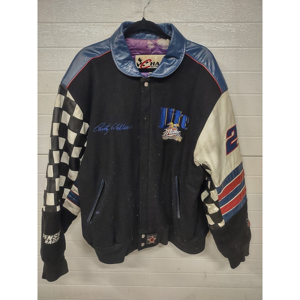 Vintage Chase Authentics Rusty Wallace Miller Lite Racing Jacket XXL Leather